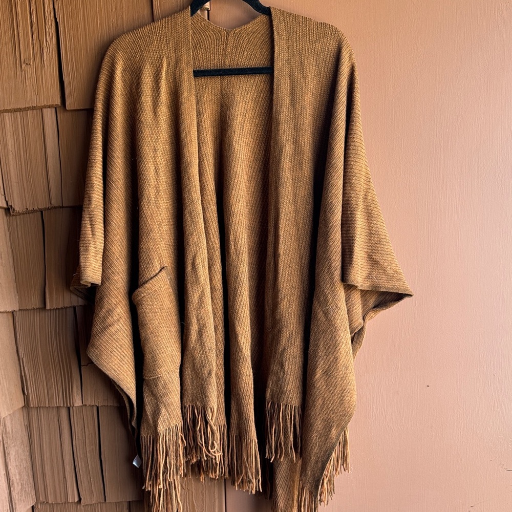Burnt orange fringe shawl